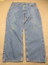 Carhartt Size 38x30 Mens Blue 100 Cotton Zip Fly Pockets Straight Jeans 310