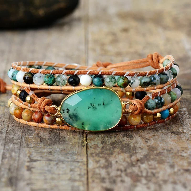 Boho Handmade Natural Stone 3 Wrap Bracelet for India | Ubuy