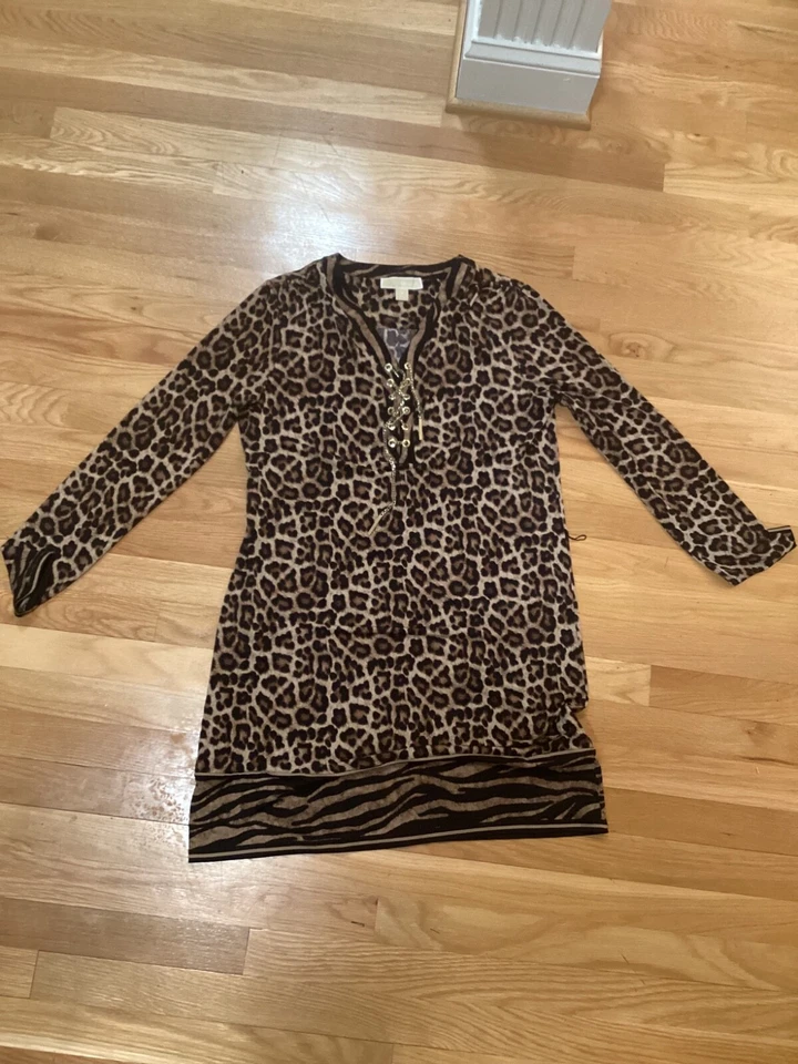 MICHAEL KORS Vestido Leopardo Cadena Con Cordones M