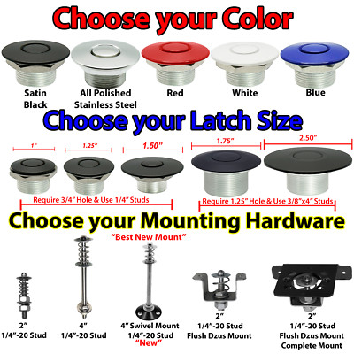 Quick Latch USA MADE Hood Pins Push Button to Release Pro Series  Hood Latches