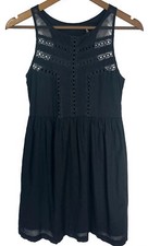 Kimchi Blue Dress Womens Small Black Eyelet Lace Mesh Trapeze Urban Outfitters