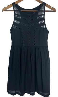 Kimchi Blue Dress Womens Small Black Eyelet Lace Mesh Trapeze Urban  Outfitters | eBay