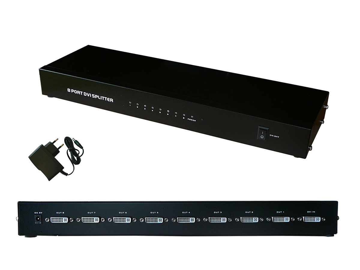 Splitter DVI 8 Porte Dvid - Duplicati 8 Volte Immagine Fonte DVI Rackable