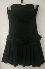 Guess Black Strapless Pleated Party Dress With Wide Belt Size S
