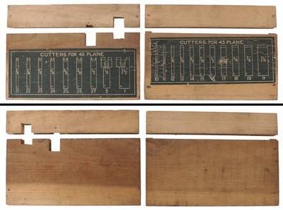 Both Orig. Wooden Boxes, No. 1 & 2, for Stanley No. 45 Plane Irons- mjdtoolparts