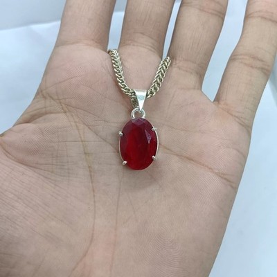 Handmade Red Ruby Oval Pendant   15 20 Ct Natural Gemstone Jewellery