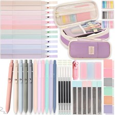 Aesthetic Supplies with Pencil Pouch - 57 Pcs Cute College Essentials Set, Bi...