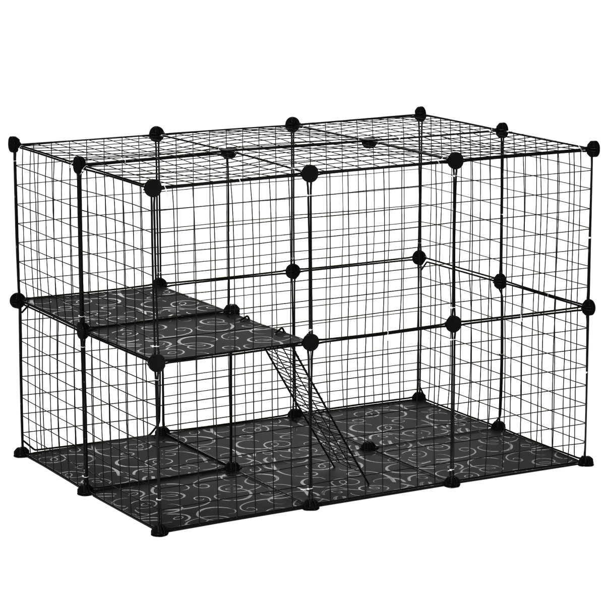 Pawhut Pet Playpen Diy Small Animal Cage For Kitten Bunny Chinchilla Pet Mink - Image 2