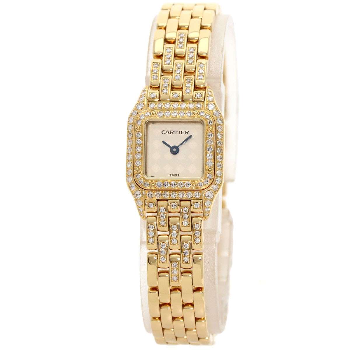 CARTIER Mini PANTHERE Double Bezel Diamond Watches WF3164FR K18