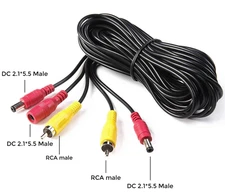 15m Car Truck Backup Reverse Camera RCA Extension Video Cable DC Power cable
