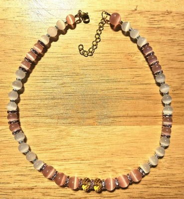 Catseye & Rhinestones necklace & earrings 