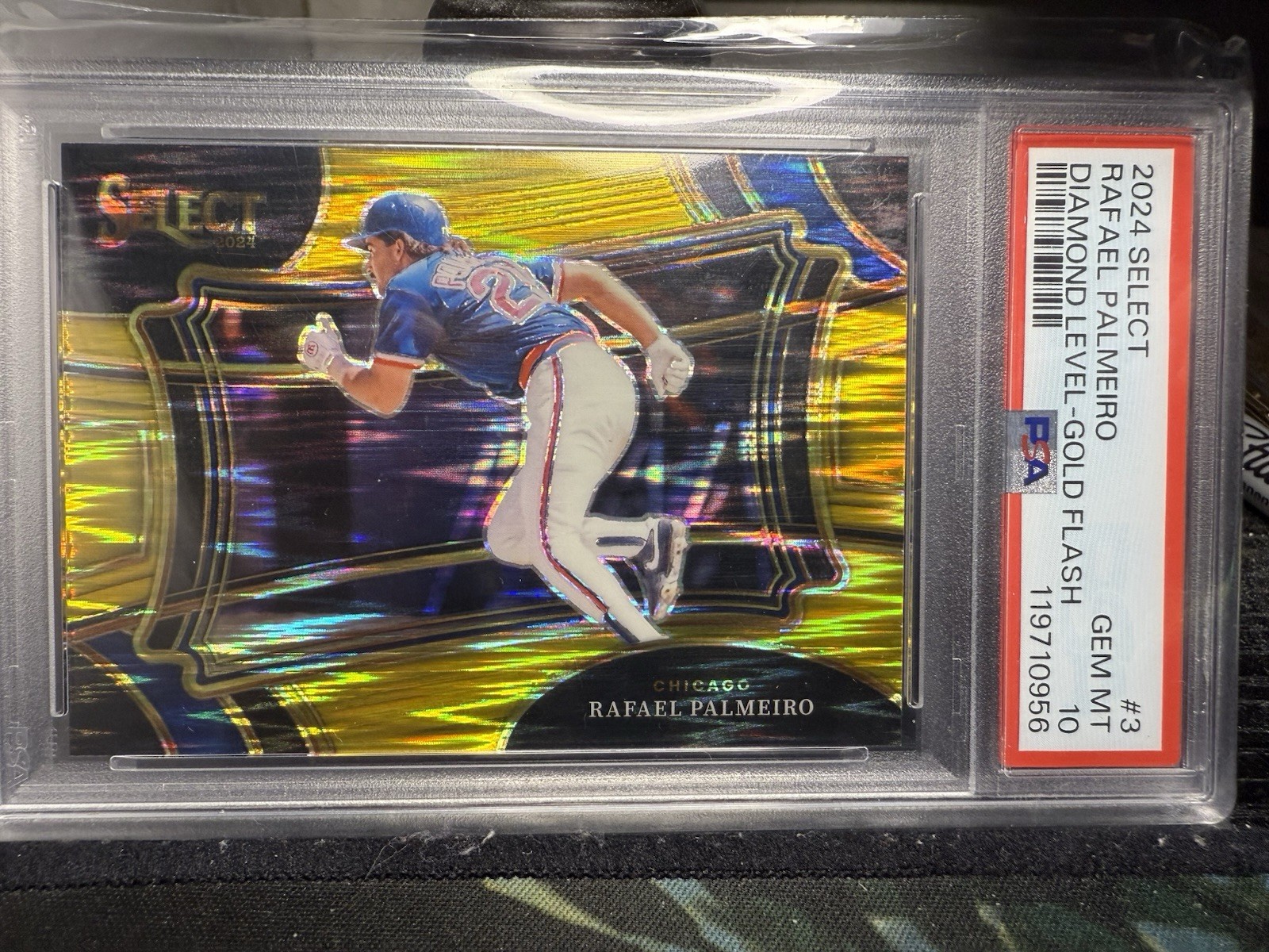 2024 Select - Diamond Level Gold Flash Prizm Rafael Palmeiro #3   /10 PSA 10