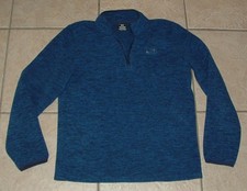 UNDER ARMOUR Boys Sz Large Dark Blue Space Dye Soft Fleece 1/4 Zip Logo Shirt