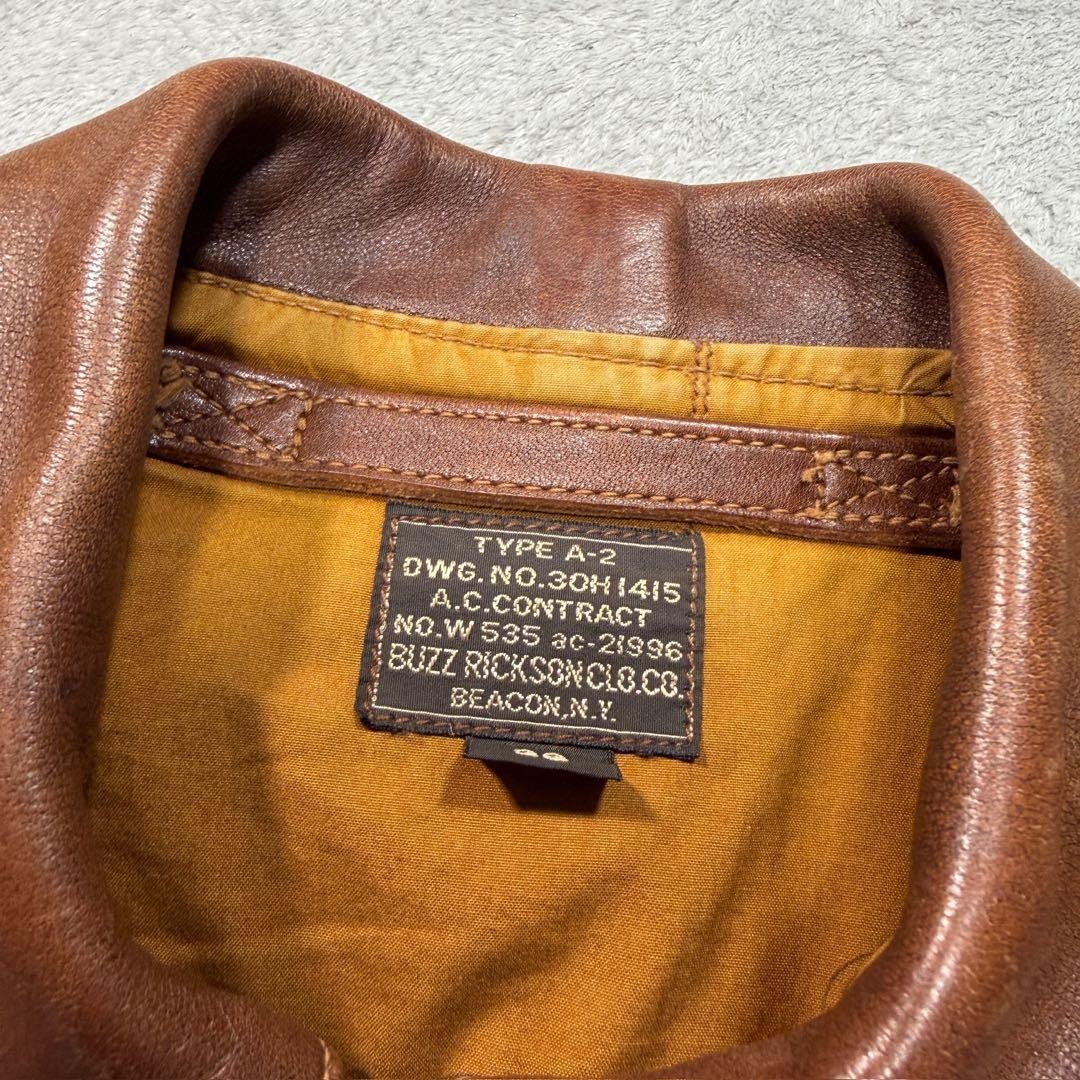 Buzz Ricksons A-2 Flight Jacket Leather Brown 36 - image 5