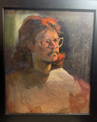 John Reilly (1942 - 2021) ''Male Portrait Scene'' Oil Painting - Framed