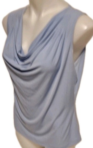 Calvin Klein Sleeveless Baby Blue Cowl Neck Shirt Women's Sz Large Polyester Bld - Picture 3 of 18
