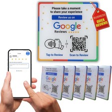 Customer Reviews NFC Google Review Epoxy Plate - Boost Customer Reviews 300% with Tap & Scan QR -