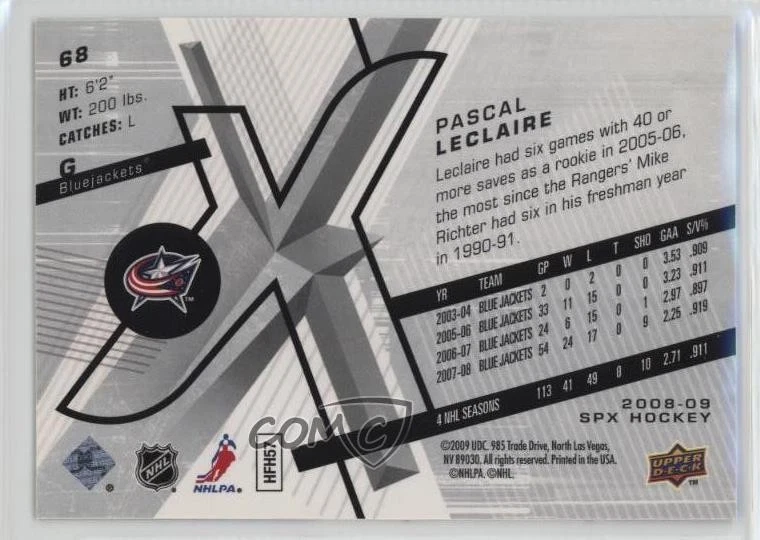 2008-09 SPx Pascal Leclaire #68 - Image 2 of 2