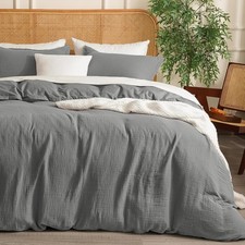 100 Cotton Muslin Duvet Cover Set King Size,3 Pcs Ultra Soft Breathable 
