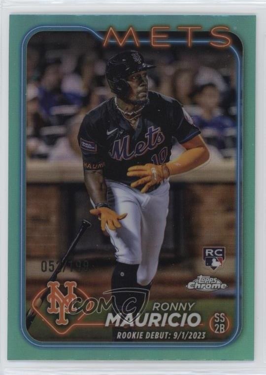 2024 Topps Chrome Update Debut Aqua Refractor /199 Ronny Mauricio Rookie RC 0nr3