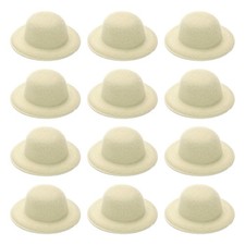 12Pack 2.3 Inch Mini Formal Hats Miniature Doll Hats for Crafts Light Yellow