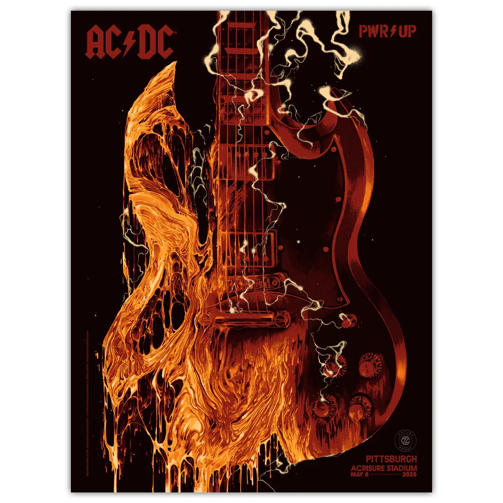 OFFICIAL AC DC Tour Poster PWR UP PITTSBURGH 05/08/2025 **GOLD FOIL ...