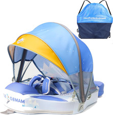 Mambobaby Non-Inflatable Baby Pool Float with UPF 50 Sun Canopy, Anti-Flip Infa