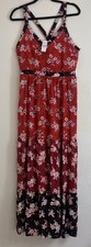 Loft Red Floral Maxi Dress Sleeveless Crisscross Back Boho Summer Sundress 8