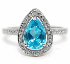 1CT Blue Topaz White Topaz 925 Genuine Sterling Silver Ring Sz 9 MB5-7