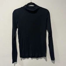 Wrap London Turtleneck Women’s 6 Black Tencel Blend Classic Minimalist Top