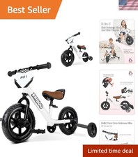 Adaptable White Kids Balance Bike with Detachable Pedals for Toddlers 18