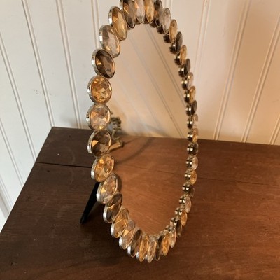 Hollywood Regency Pier I Mirror Faceted Glass Gem Frame Glam Decor Vintage