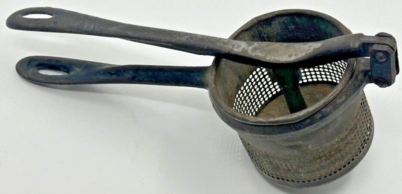 Vintage Cast Iron Potato-Rice Masher Cup Press Vintage Kitchen BRIGHTON MFG