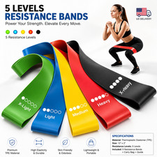 Resistance Bands Set of 5 Loop Exercise Bands for Yoga Fitness Workout Gym