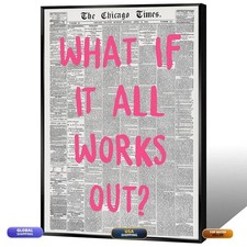 Liyark Retro Trendy Newspaper Canvas Wall Art - What If All - Framed 16X24In