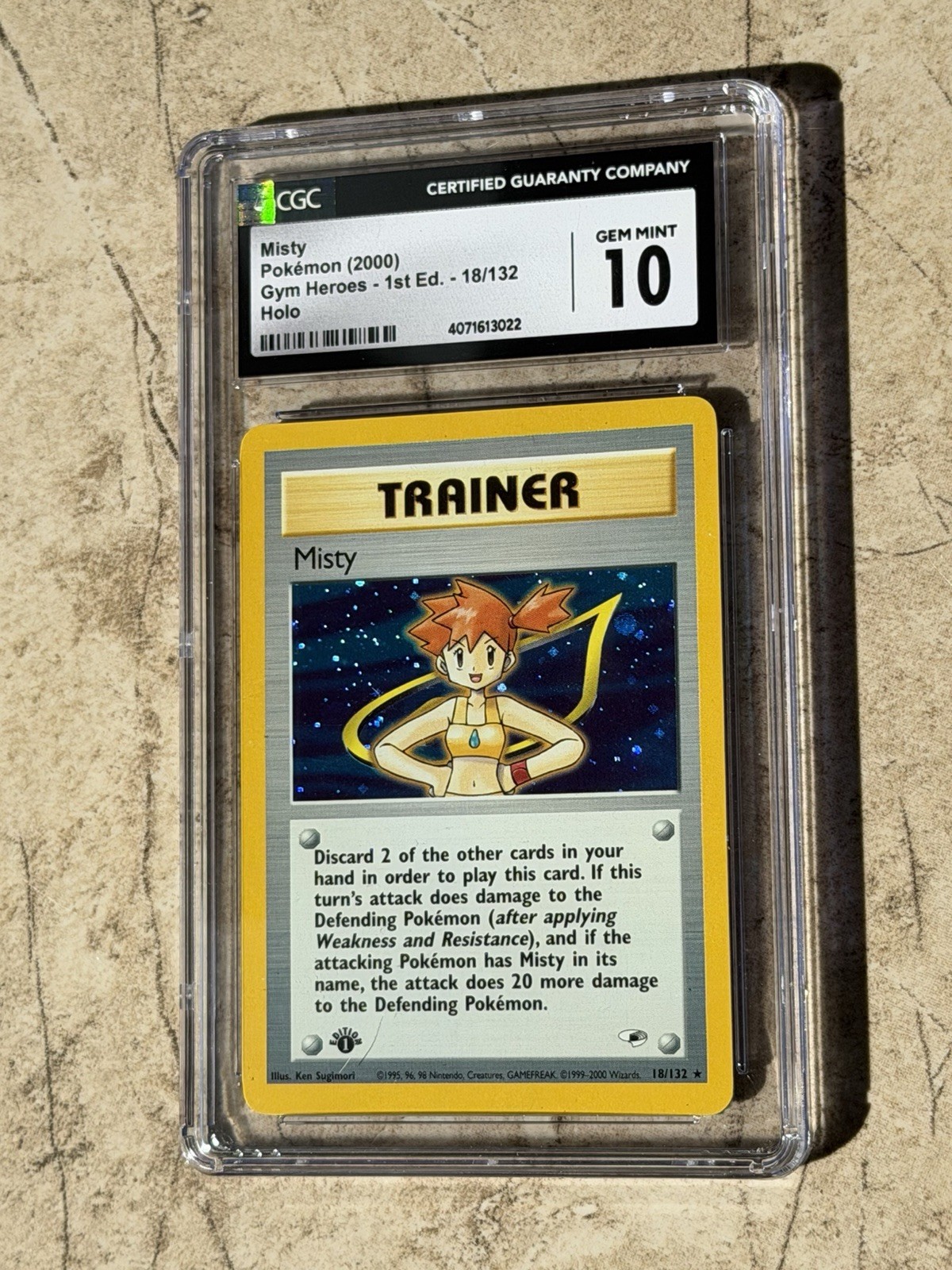 1999 Pokemon Gym Heroes Misty 18/132 1st Edition Holo CGC 10