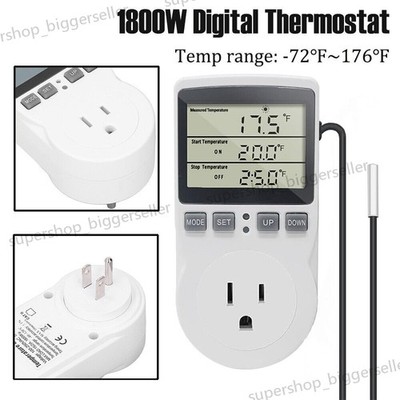 Digital Thermostat Outlet Plug Temperature Controller Heating Cooling with Probe