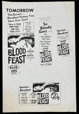 BLOOD FEAST Vintage Movie Press Sheet Herschell Gordon Lewis Horror Gore Poster
