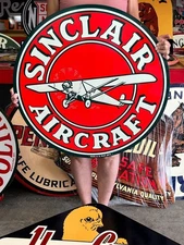 Vintage Old Style Sign Sinclair Aircraft NOT Porcelain Made in USA 30x30