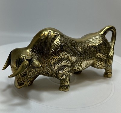 VTG Gatco Brass Running Bull Statue Sculpture Solid Brass Figurine 570 Grams