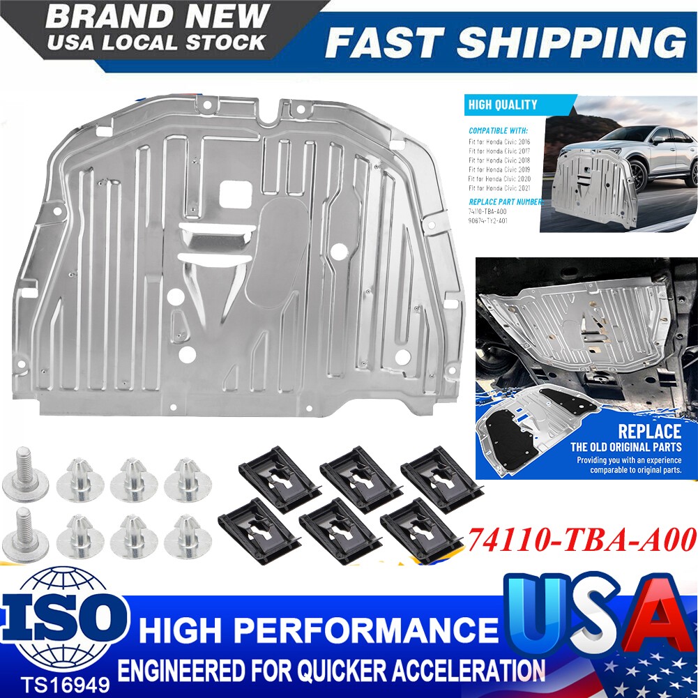 Front Skid Plate for 16-21 Honda Civic Engine Guard Cover Splash