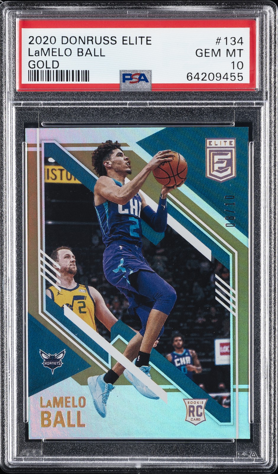2020 PANINI DONRUSS ELITE GOLD #134 LAMELO BALL ROOKIE RC 8/10 PSA 10