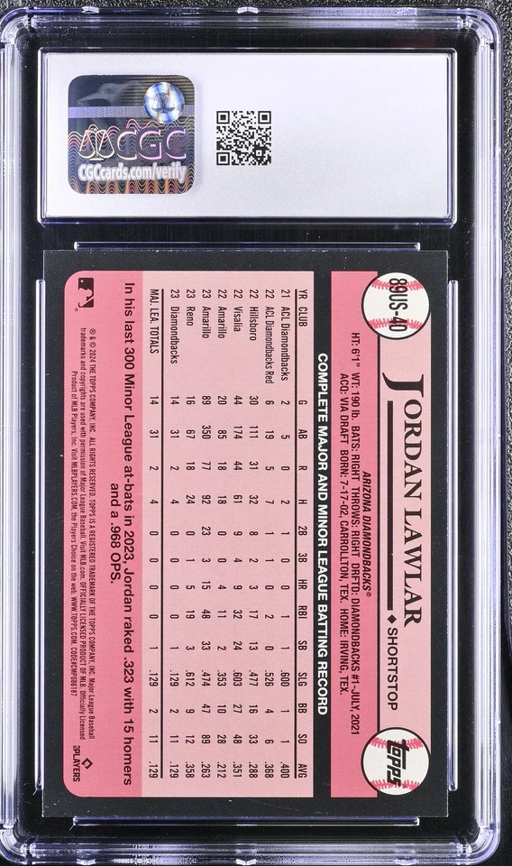 2024 Topps Update JORDAN LAWLAR #89US-40 '89 Topps CGC 9.5 Rookie RC - Image 2 of 3