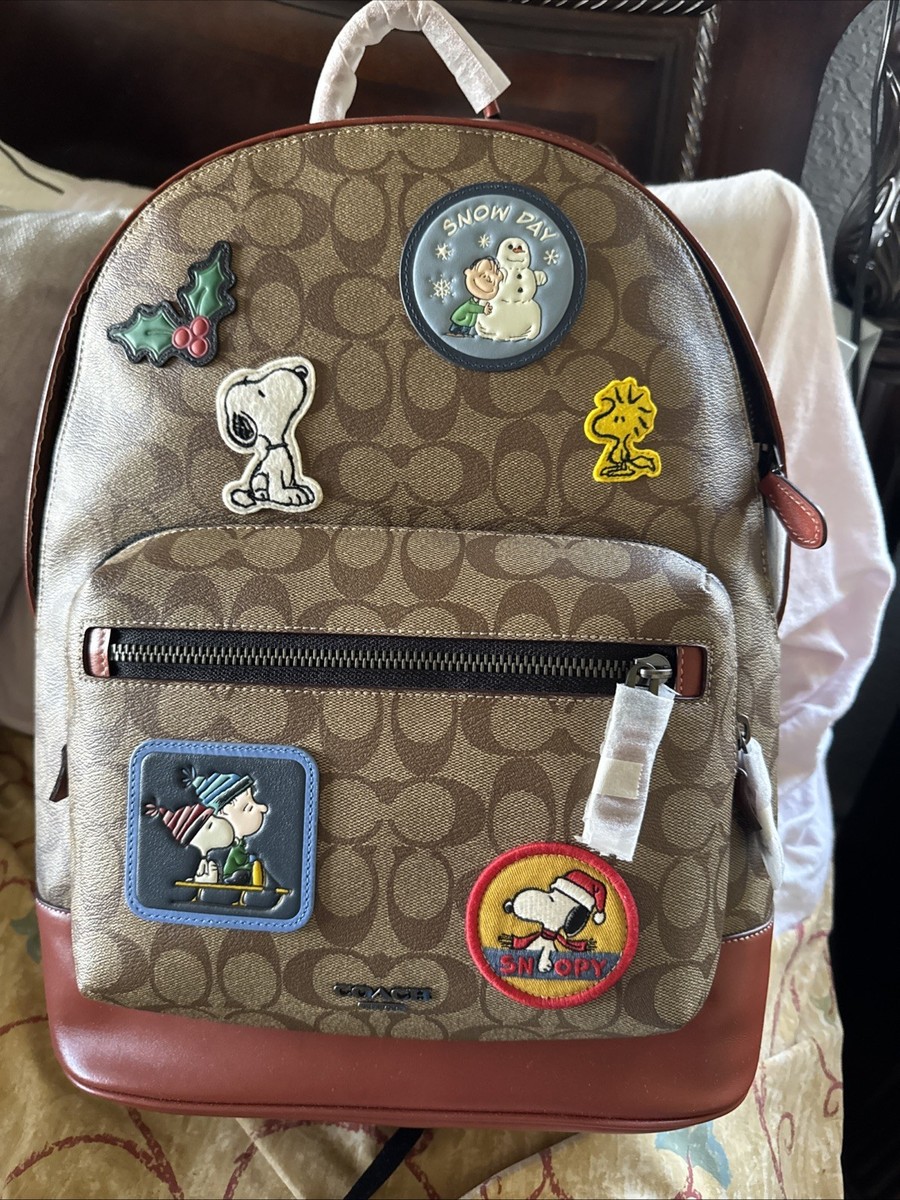 coach backpack peanuts X West In Signature Canvas With Snoopy 5511 Adjustable straps Coach X Peanuts Snoopy Black