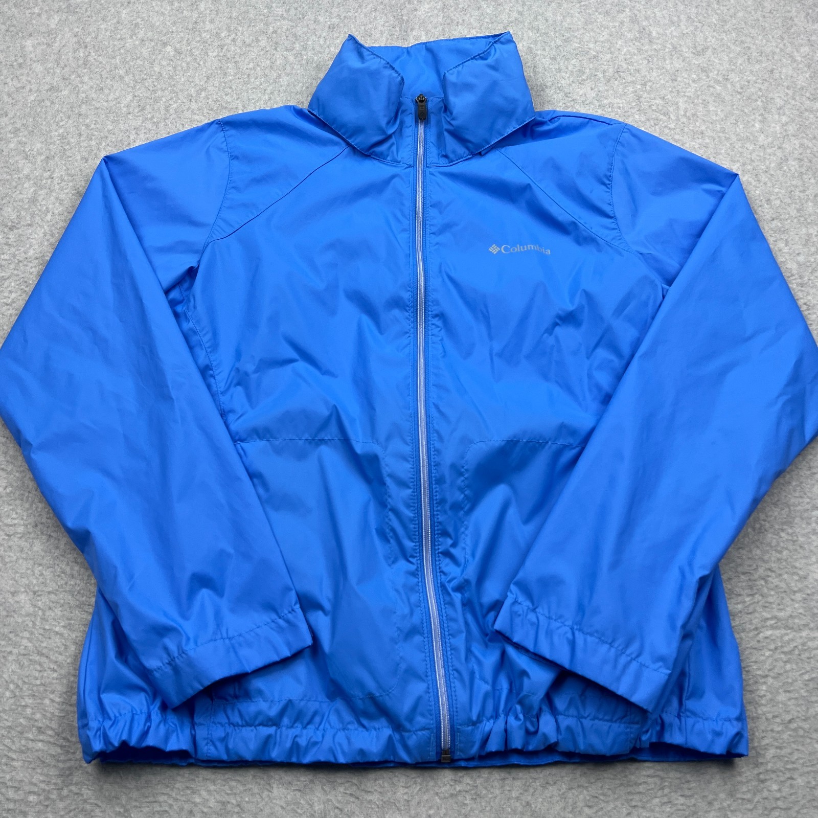 Columbia Switchback III Jacket Womens XL Blue Rain Packable Hood Zip Windbreaker
