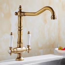 Antique Kitchen Ceramic Two Handles Monobloc Sink Mixer Taps Swivel Spout Faucet