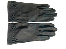 VTG VAN RAALTE Gloves Black Decorative Cuff All Cotton Women's Size 6.5