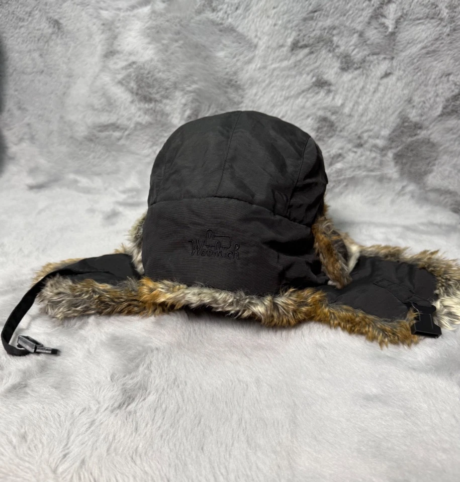 Woolrich Hat Cap Large Trapper Black Faux Fur Nylon Outdoor Ear Flaps - Image 3 of 4
