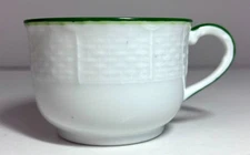 A. Raynaud & Co Limoges Green-Trim Embossed Porcelain Cup