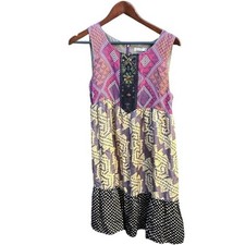 Y2K Whitley M 100% Silk Colorful Patterned Midi Dress